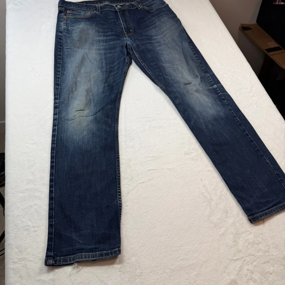 Levis 511 Slim Fit Jeans Mens 36x32‎ Blue Good Dark Wash Distressed 04511-1390